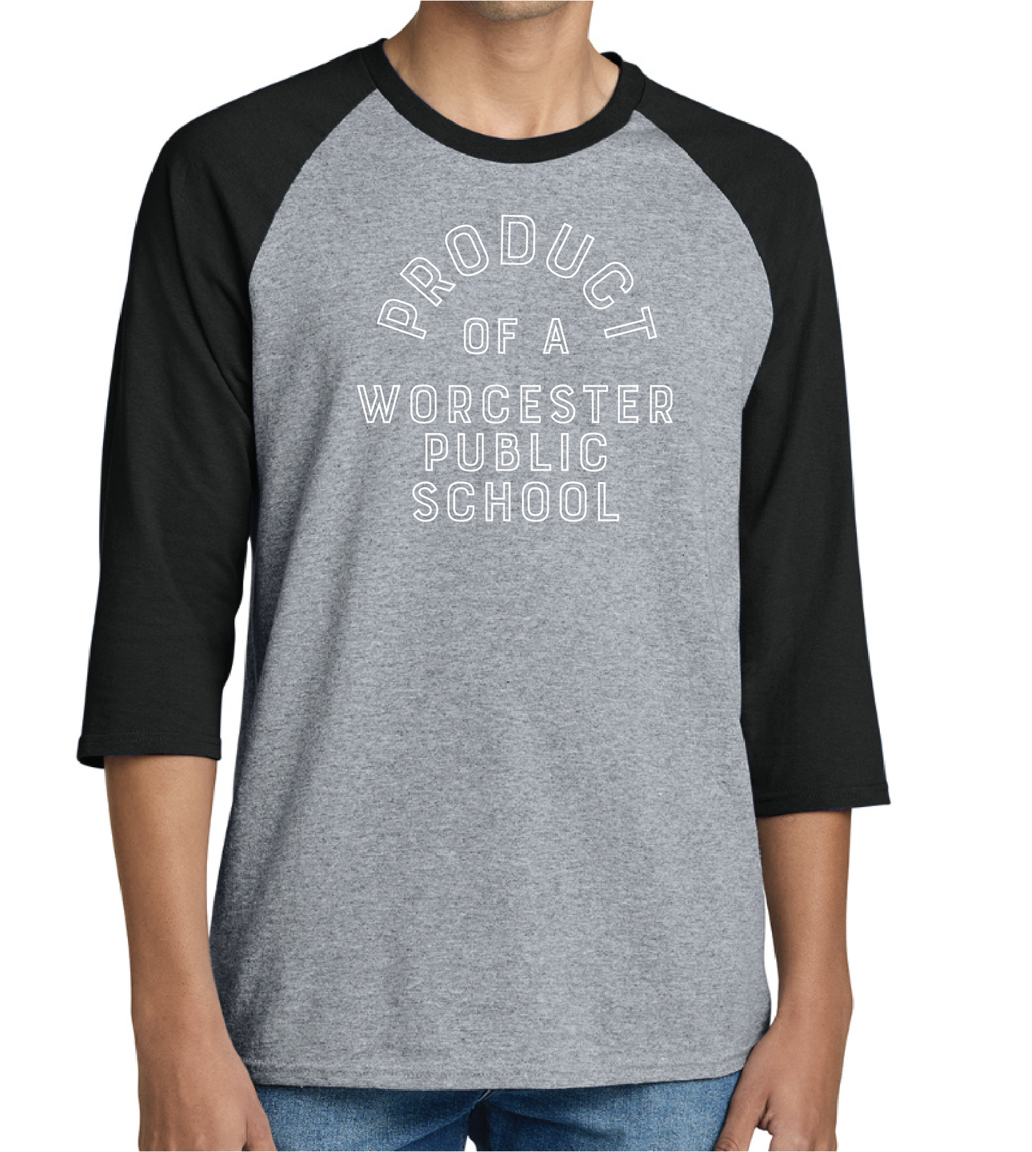 Official Worcester Public Schools 3/4-Sleeve Raglan T-Shirt UNISEX