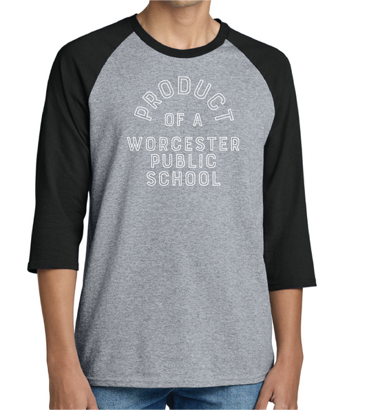 Official Worcester Public Schools 3/4-Sleeve Raglan T-Shirt UNISEX