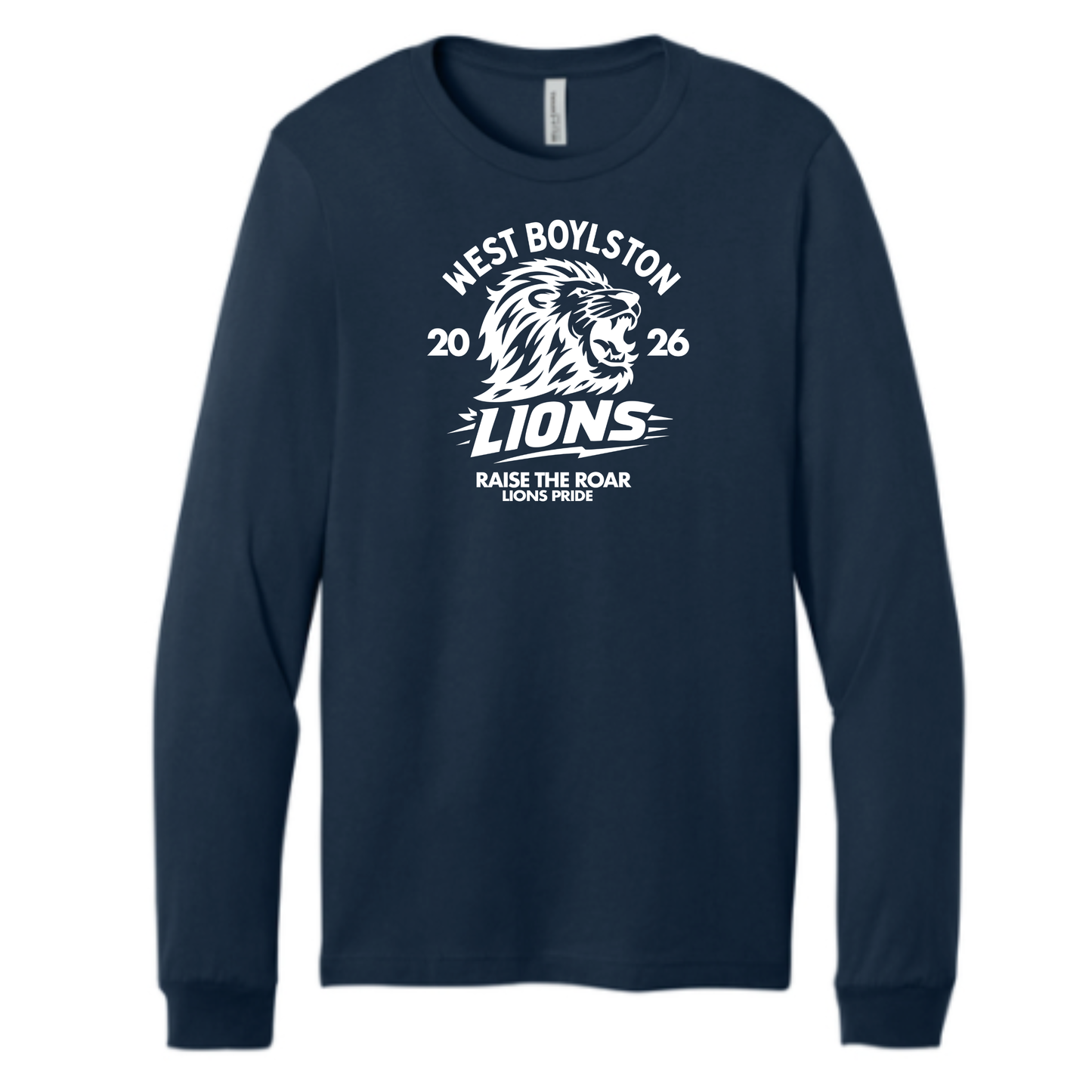 Official West Boylston Cheer Store Bella+ Canvas Long Sleeve LION